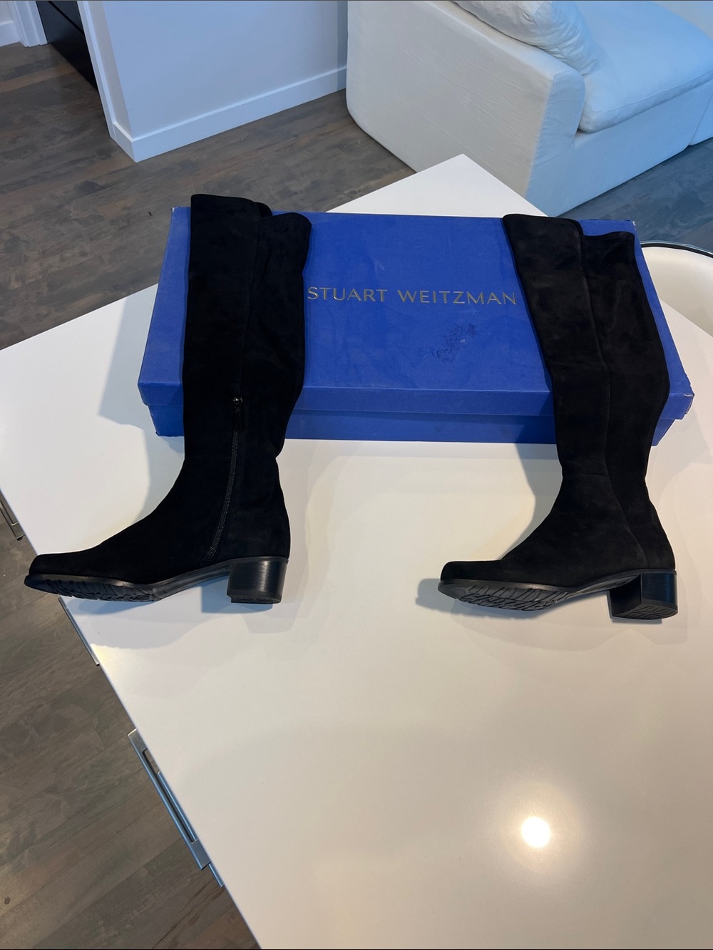 Stuart Weitzman black suede leather over the knee long boots size 8